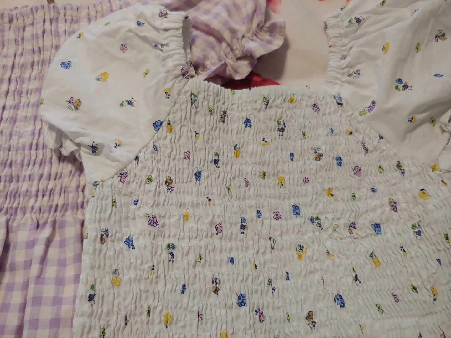 2 Girls Zara tops- Purple Gingham & White Floral - photo 2