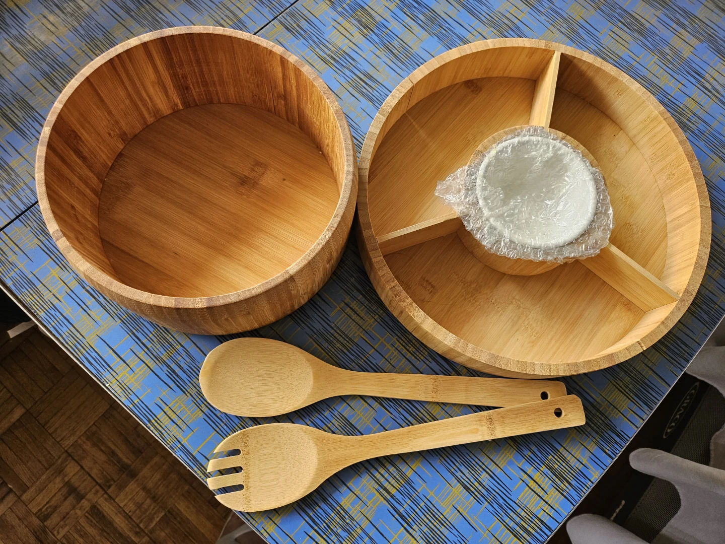 Bamboo Salad Bowl Set with Serving Utensils
