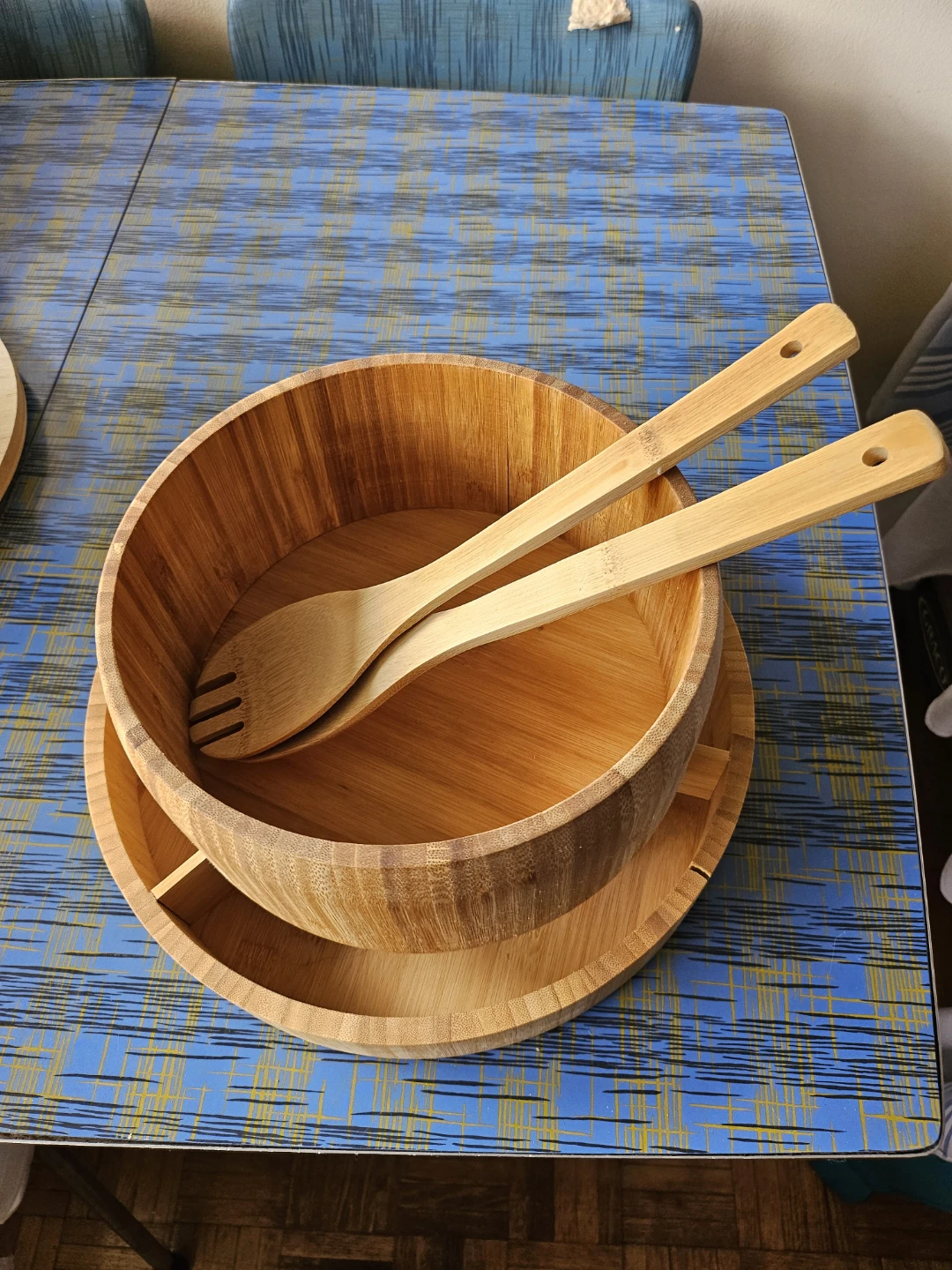 Bamboo Salad Bowl Set with Serving Utensils - photo 3
