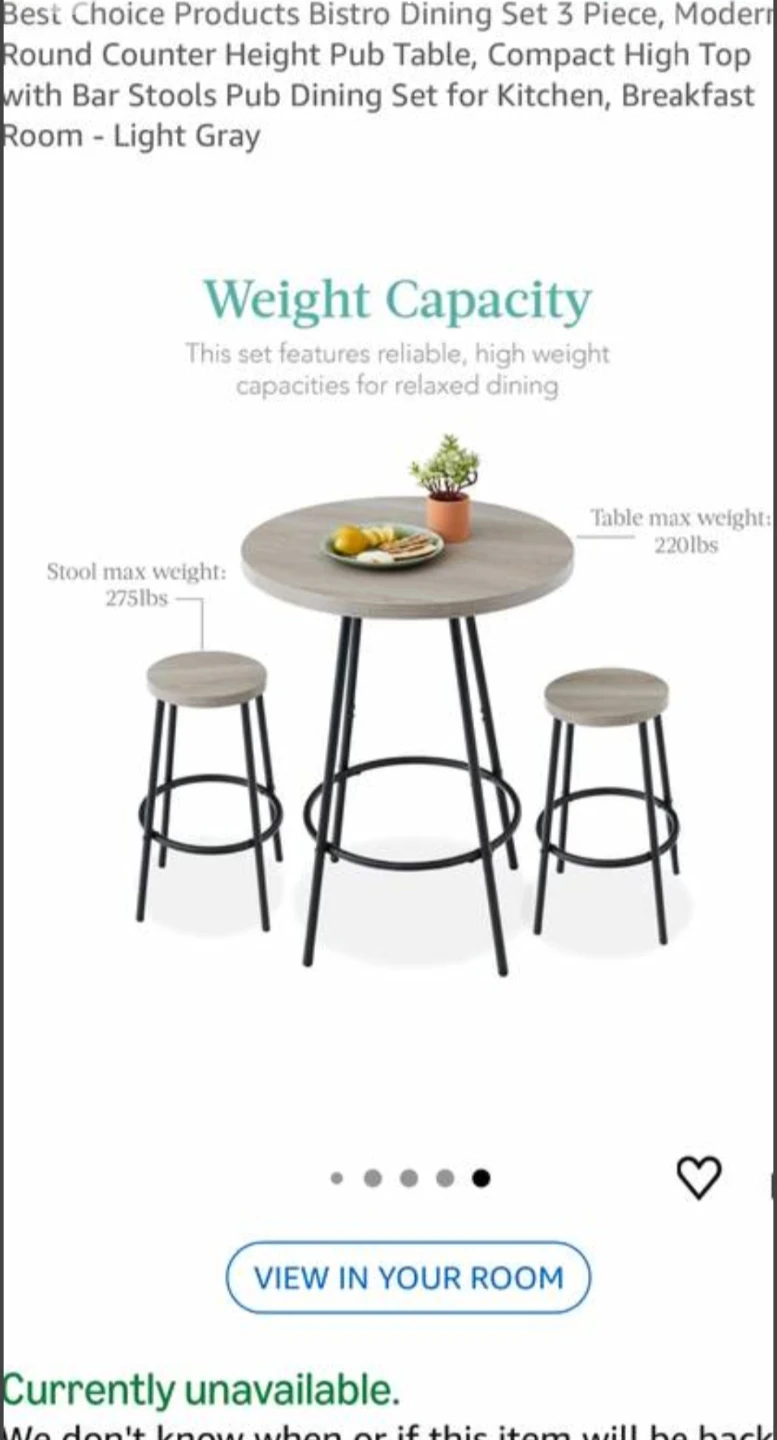 (FREE DELIVERY) Best Choice Products 3-Piece Bistro Dining Set