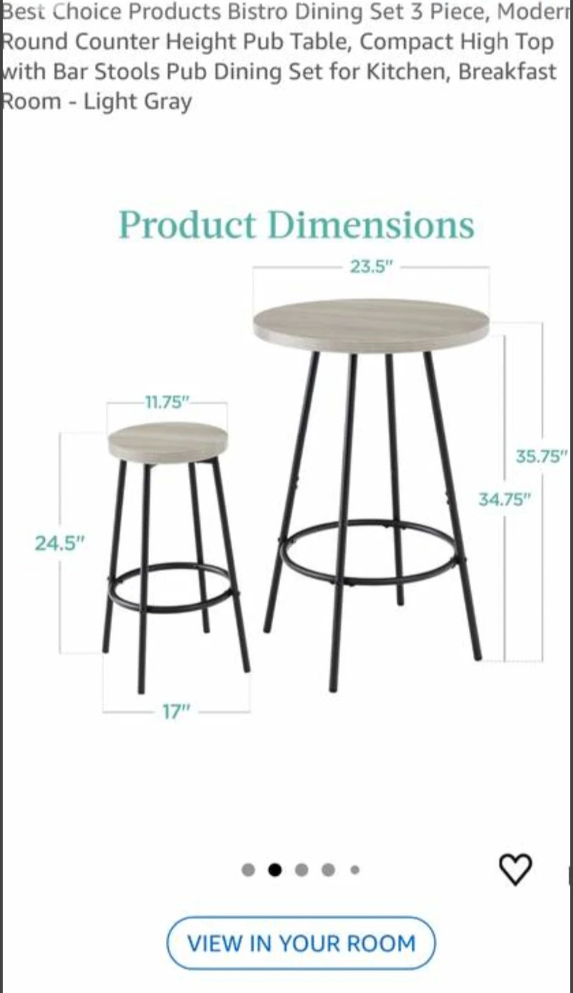 (FREE DELIVERY) Best Choice Products 3-Piece Bistro Dining Set - photo 3