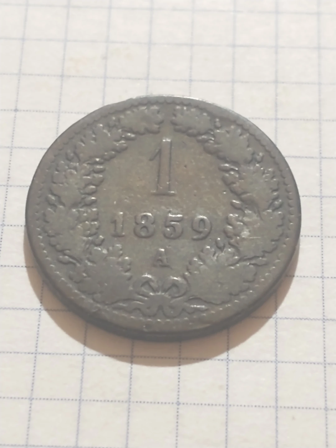 1859 Austria 1 Kreuzer Coin KM #2186
