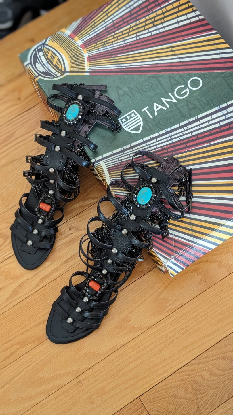 Black Gladiator Leather Sandals - BNIB Size 37