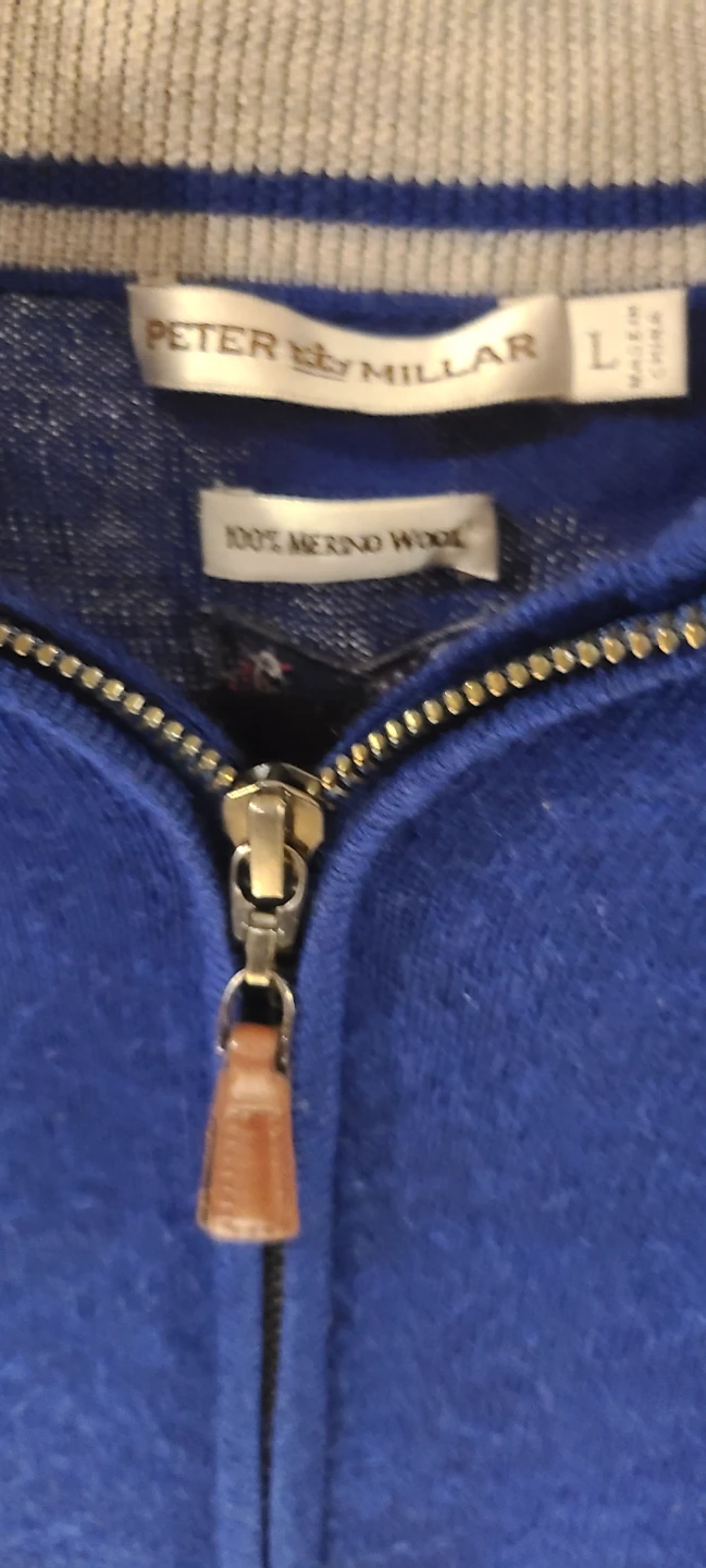 Peter Millar Mens Large Blue Full Zip Wool Sweater Vest - photo 3