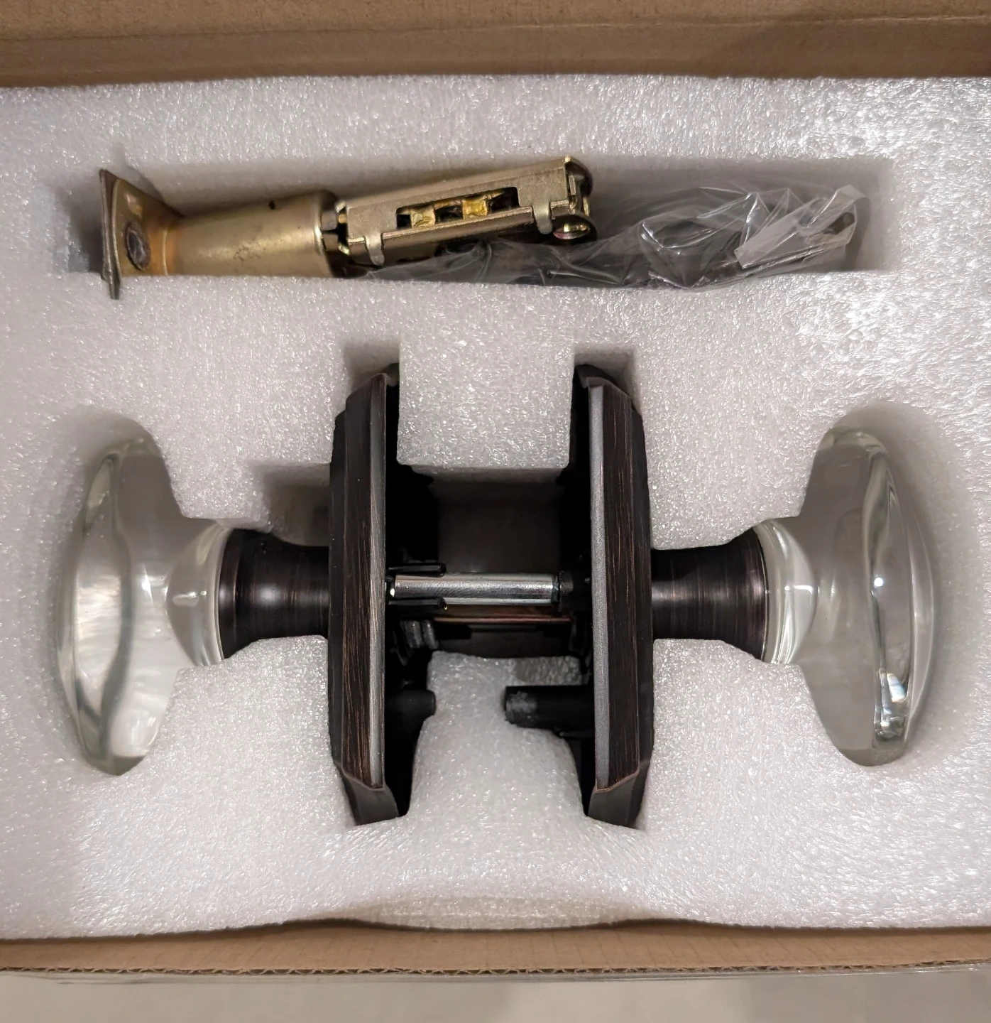 Glass Door Knobs with Bronze Finish