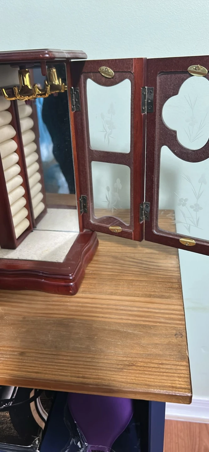 Wooden Jewelry Box with Drawers and Mirrored Doors - photo 2