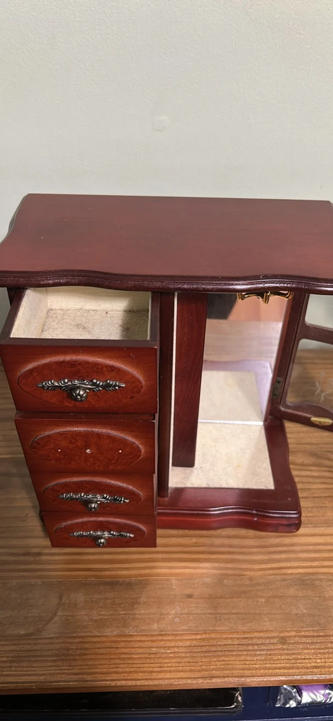 Wooden Jewelry Box with Drawers and Mirrored Doors - photo 3