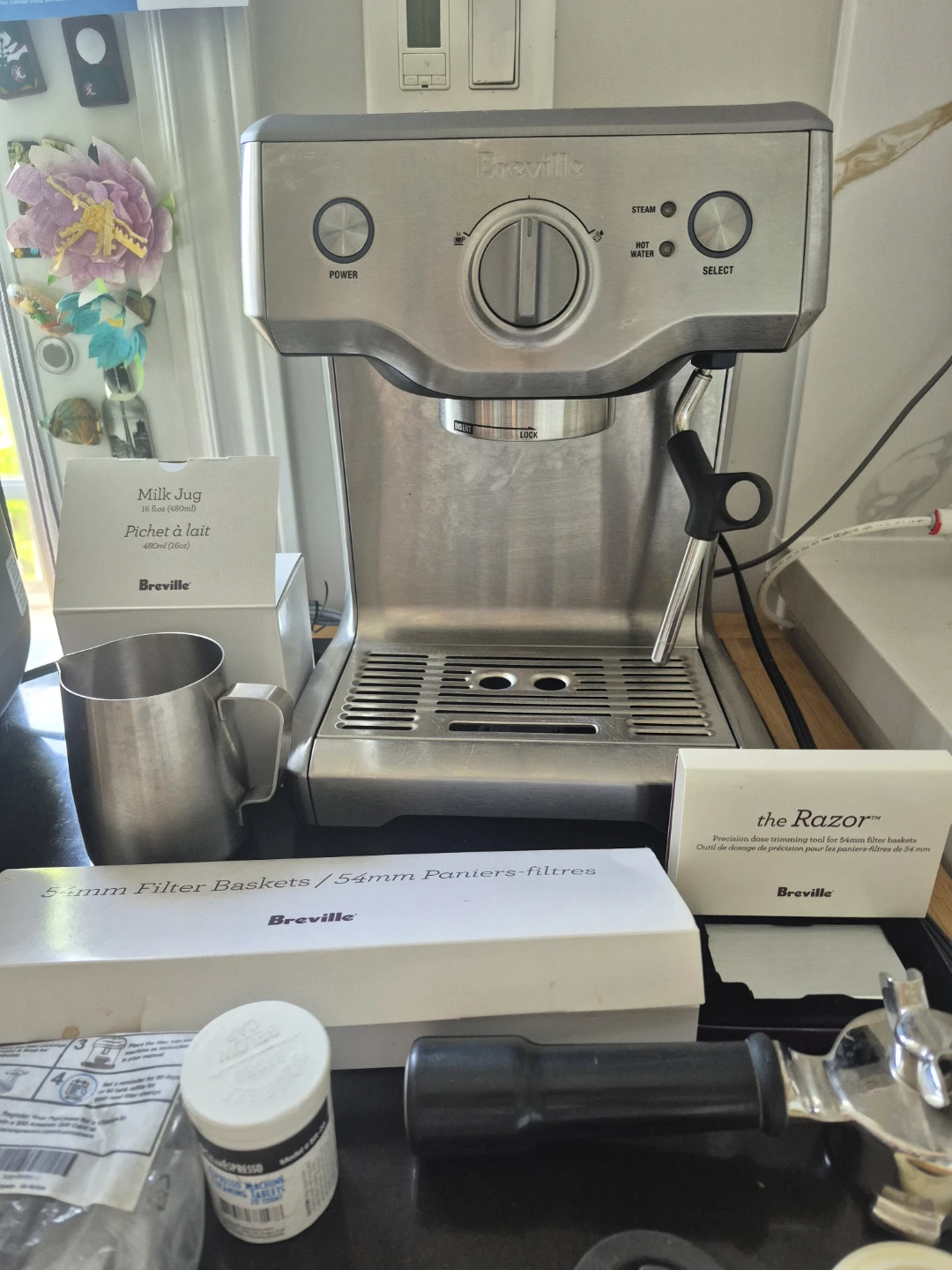 Breville espresso machine + accessories
