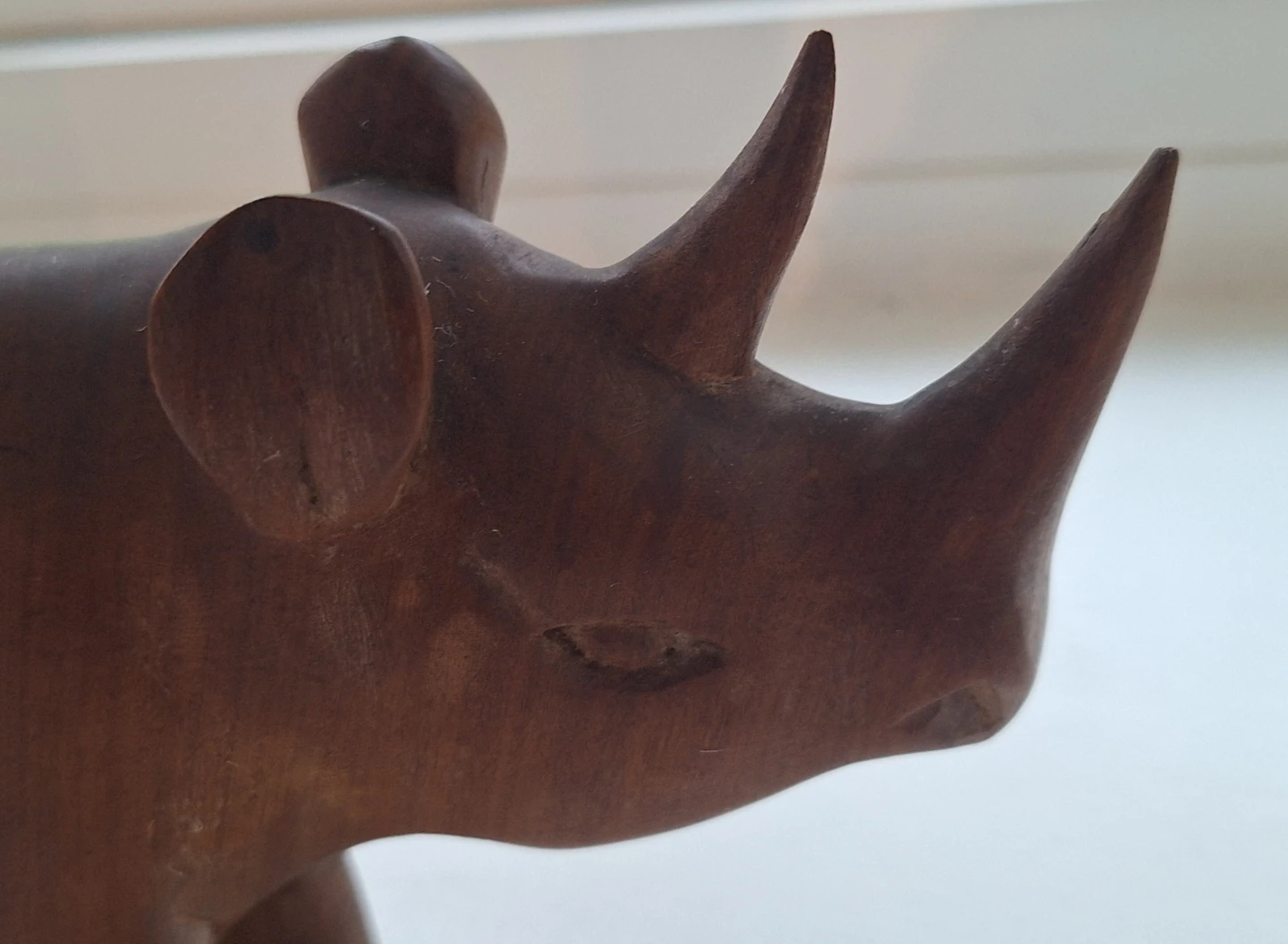 Handcarved African Wooden Rhinoceros Figurine - photo 4