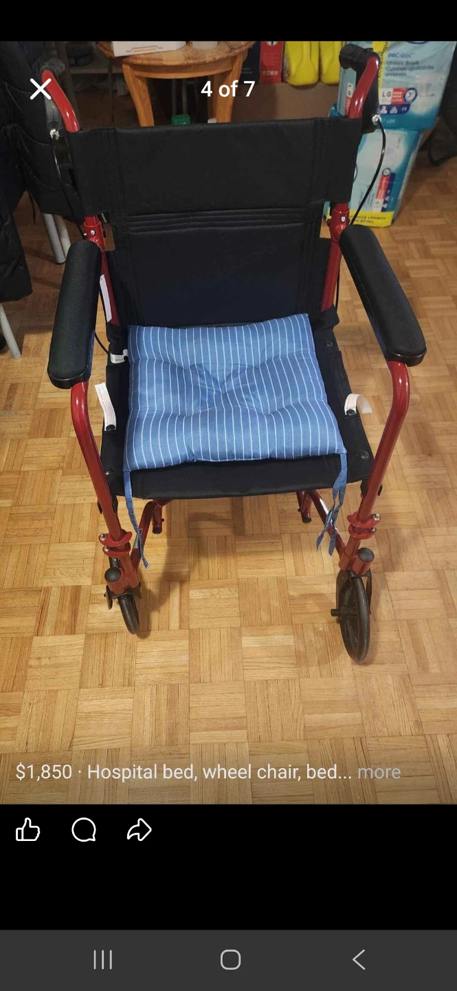 Adj Hospital Bed, Wheelchair, bedside table and commode - photo 4