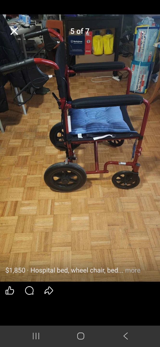 Adj Hospital Bed, Wheelchair, bedside table and commode - photo 5
