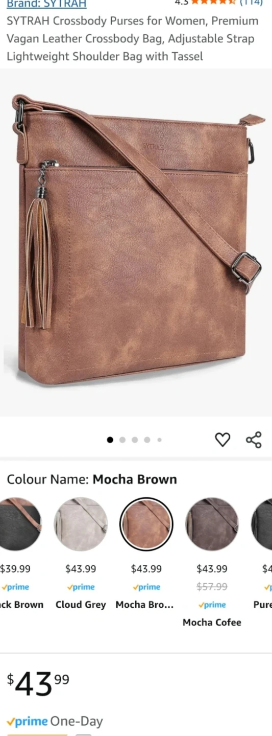 BNWT Vegan Leather Crossbody Purse - Mocha Brown - photo 4