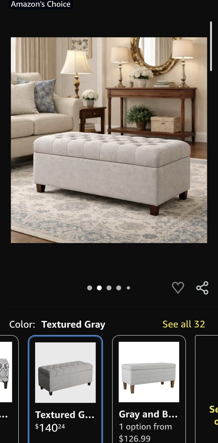 HomePop Tufted Storage Ottoman Bench - Textured Gray - photo 2