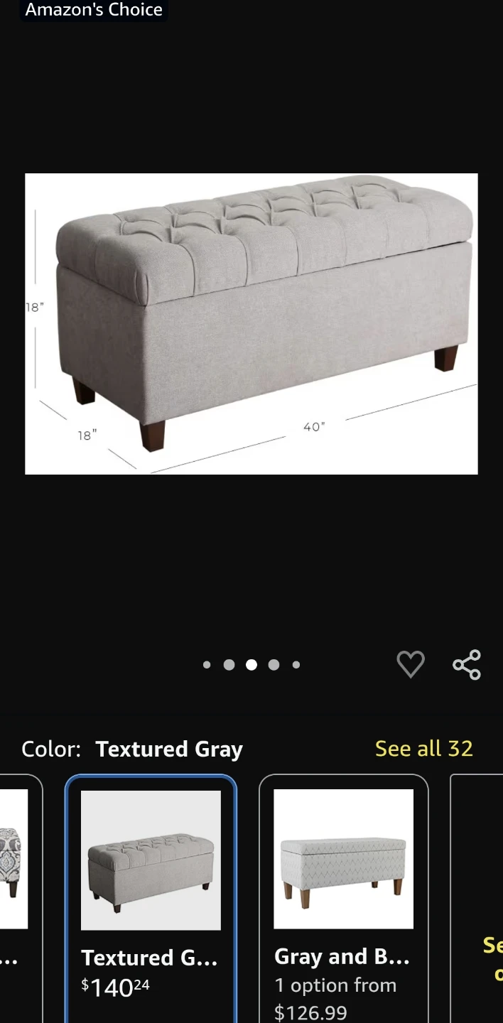 HomePop Tufted Storage Ottoman Bench - Textured Gray - photo 3