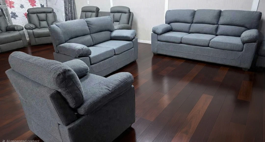 Grey Fabric Loveseat Sofa - photo 2
