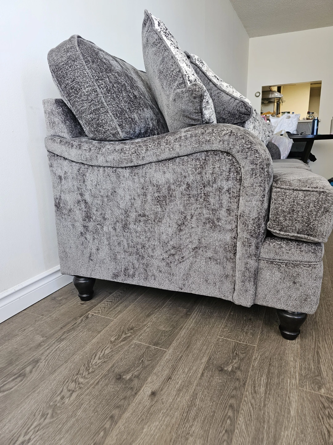Grey Fabric Sofa with Decorative Pillows - photo 4
