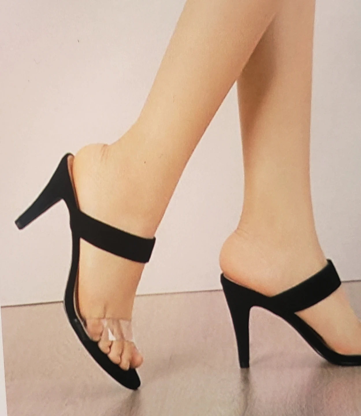 Brand new AllegravK Women's Clear Strap Stilleto Heel Slides