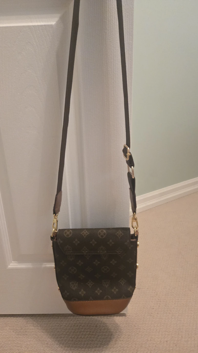 Brown Monogram Crossbody Bag with Gold Chain - photo 3