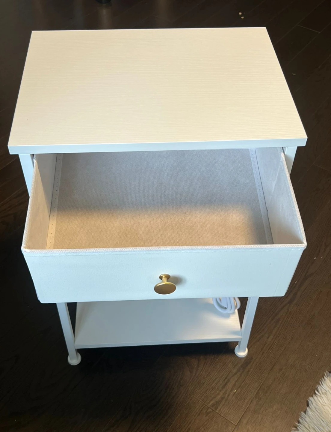 White Nightstand with Drawer and Shelf - photo 2