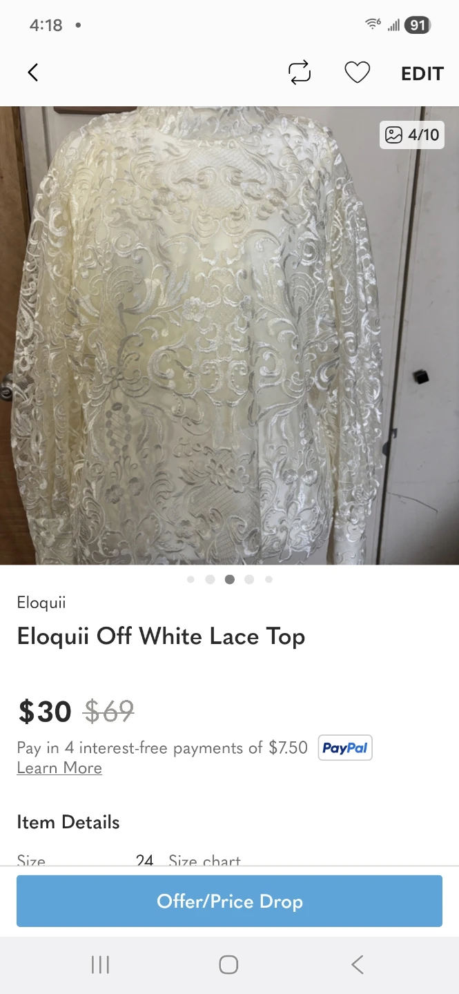 Eloquii Off White Lace Top - photo 5