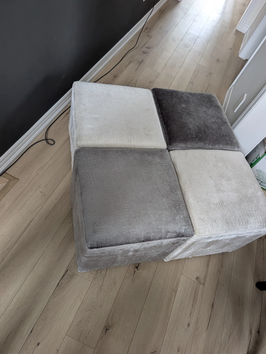 Set of 2 Cube Ottomans - only Ivory left - photo 3