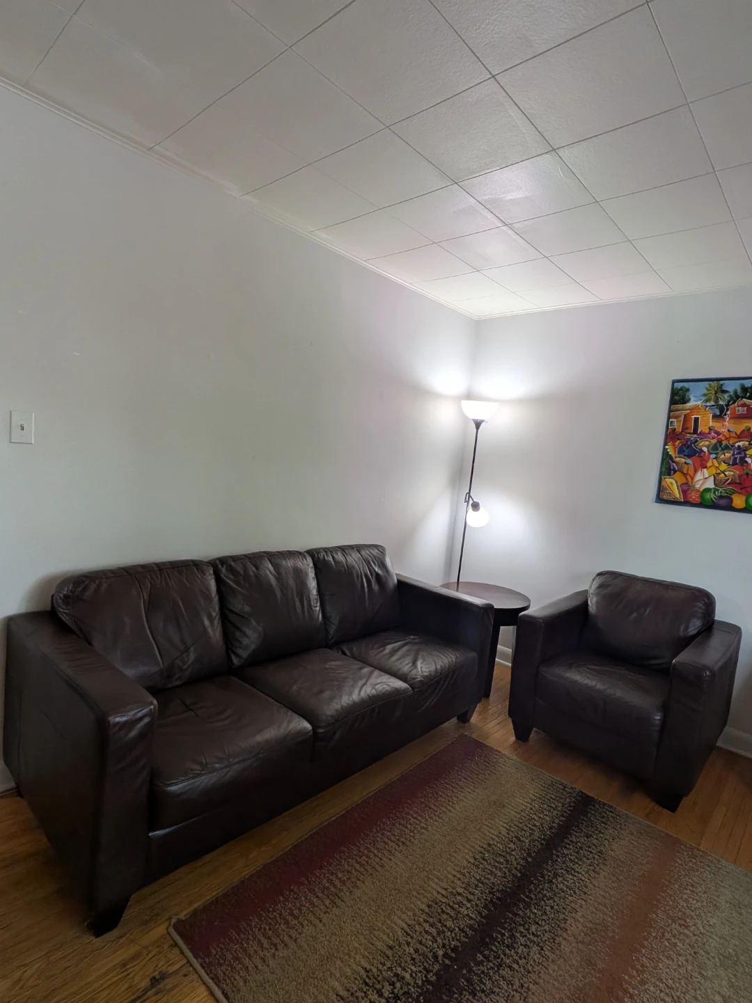 Genuine Leather 3-Seater Sofa Matching Chair