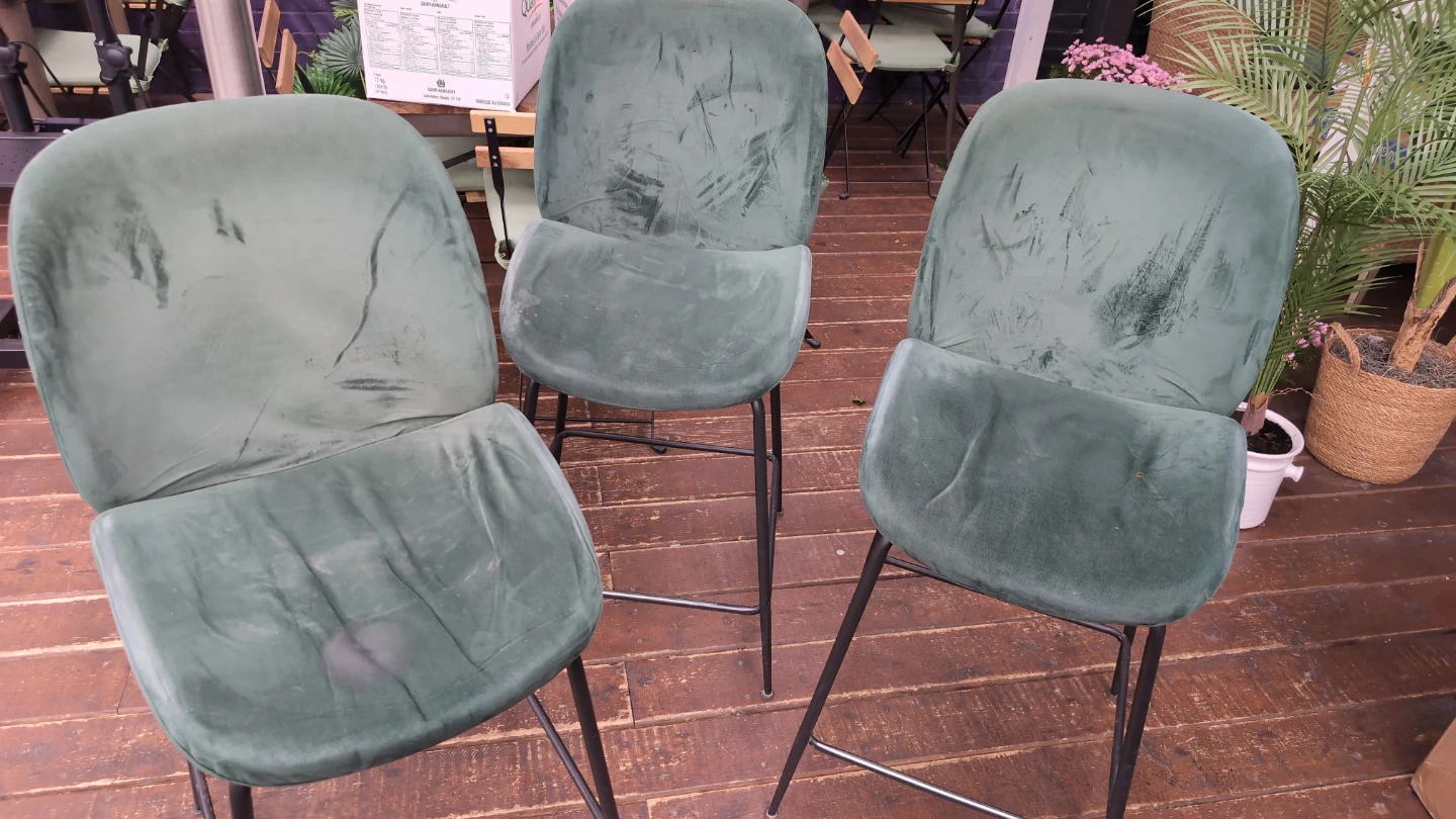 Structube, Set of 3 Green Velvet Bar Stools