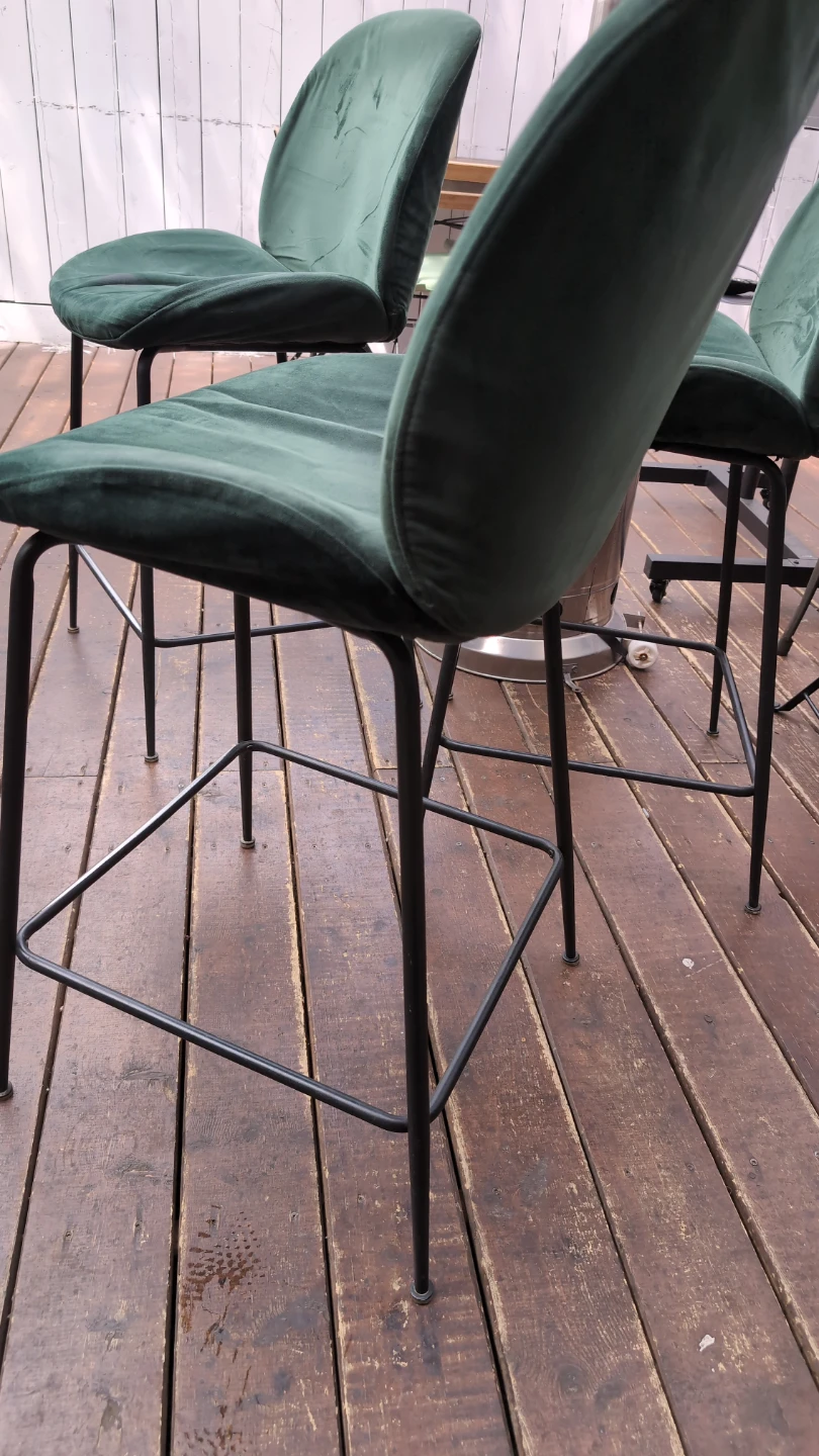 Structube, Set of 3 Green Velvet Bar Stools - photo 2