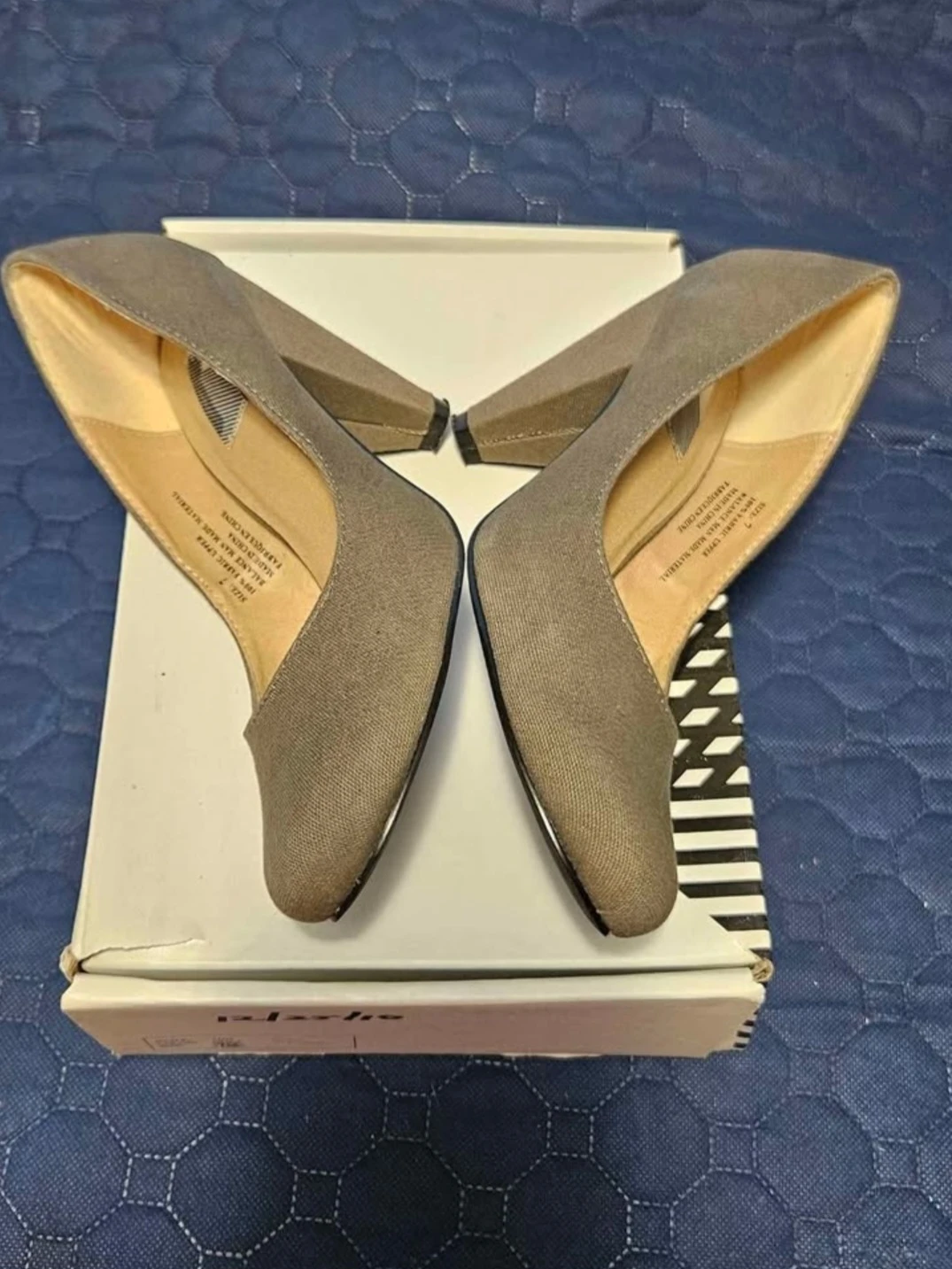 Grey Canvas Block Heel Pumps - photo 5