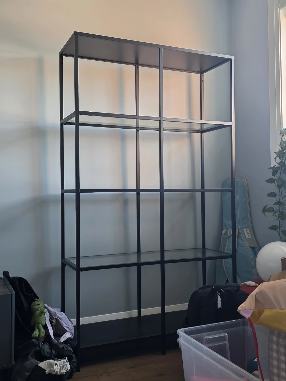 Ikea Vittsjo - Black Metal Bookshelf with Glass Shelves