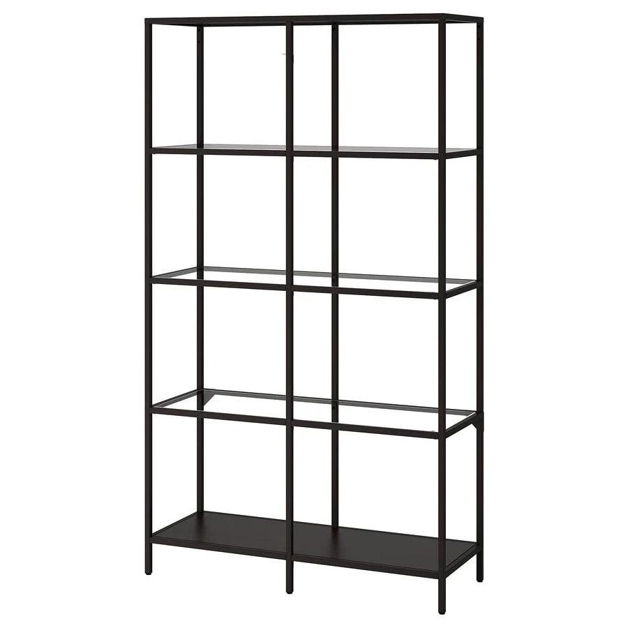 Ikea Vittsjo - Black Metal Bookshelf with Glass Shelves - photo 2