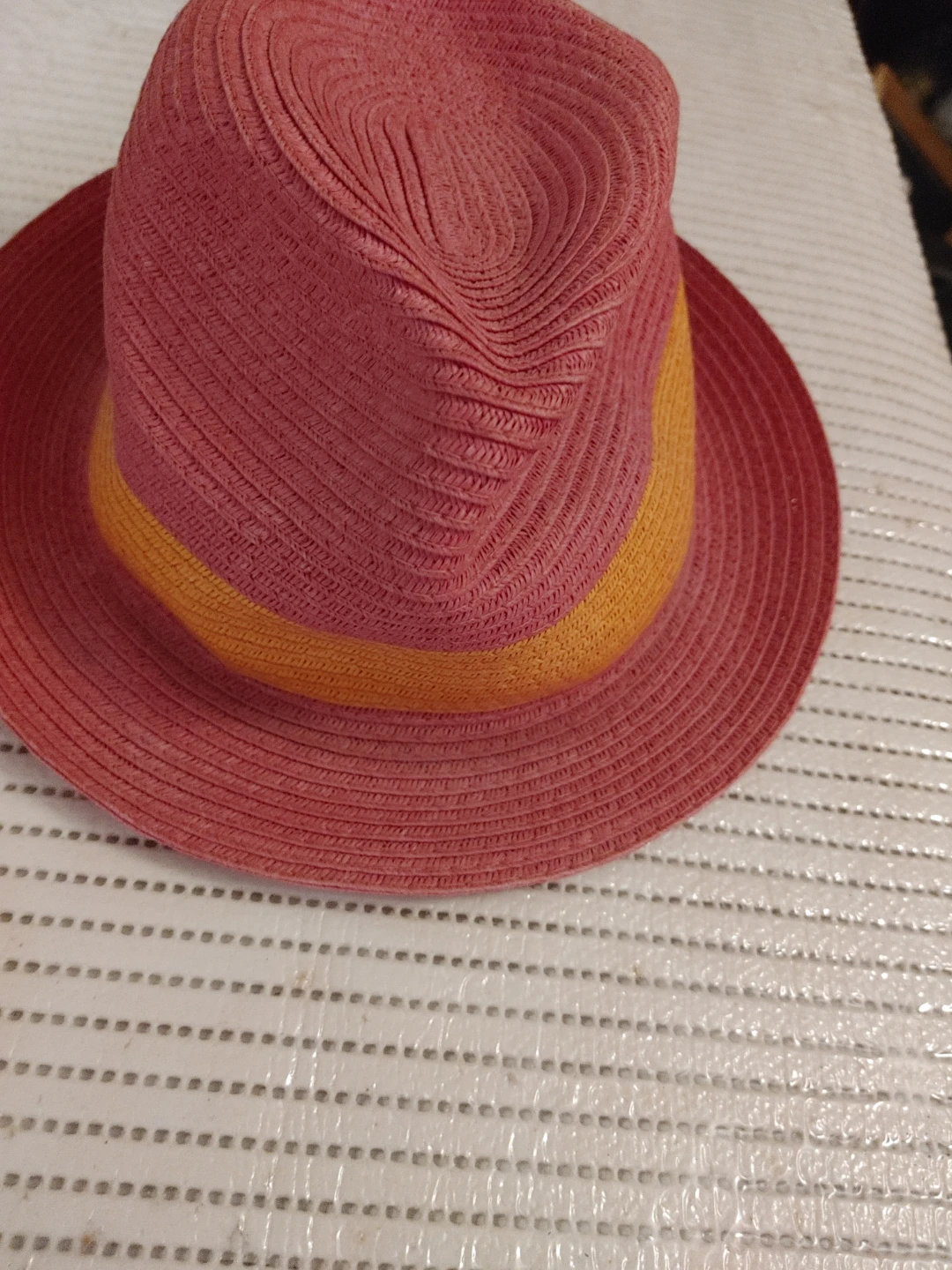One Size Straw Hat - Pink and Orange