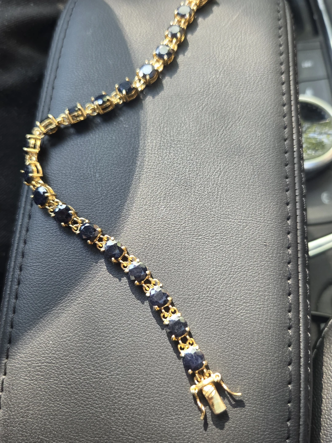 Gold Tone Bracelet with Black Sapphire Stones - photo 4