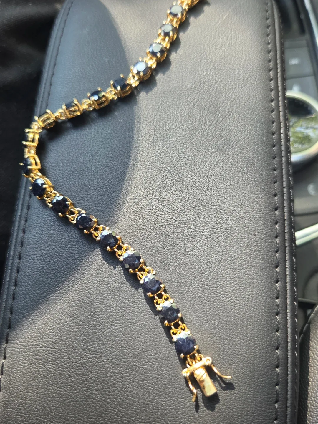Gold Tone Bracelet with Black Sapphire Stones - photo 4