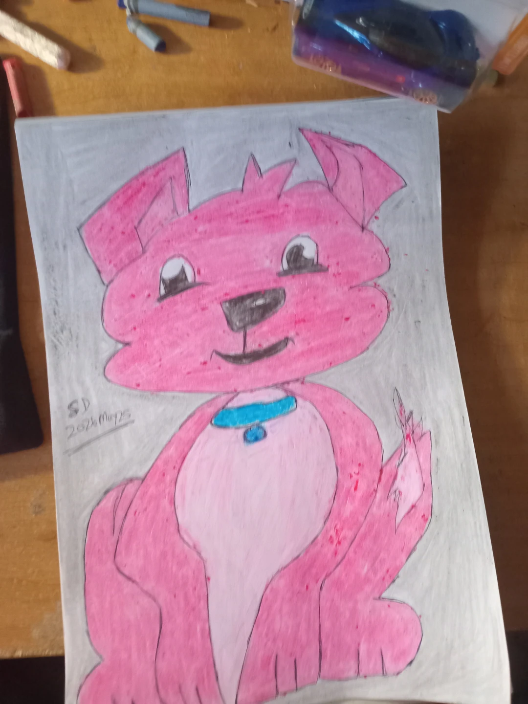 LIGHT AND DARK PINK CARTOON DOG BY CUSTOM ARTIST SHERWIN - photo 2