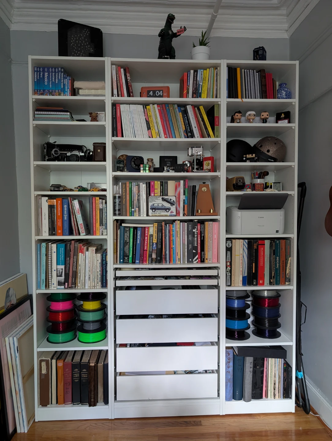 White IKEA PAX Bookshelf with Drawers