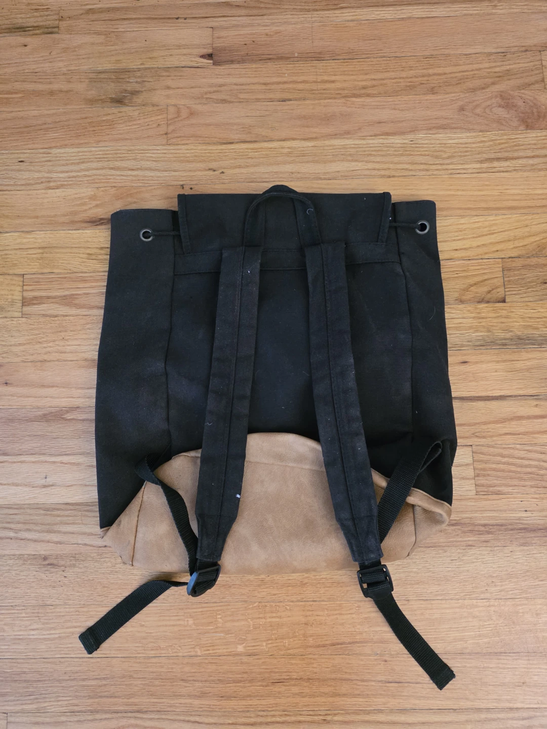 DSW Black Canvas & Tan Faux Leather Backpack - photo 2