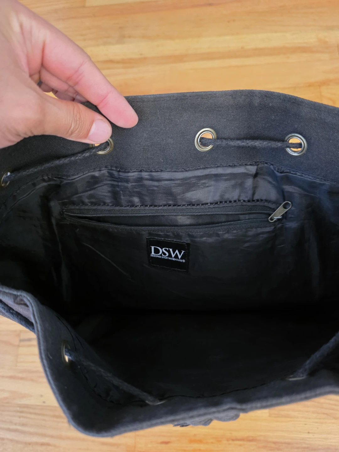 DSW Black Canvas & Tan Faux Leather Backpack - photo 3