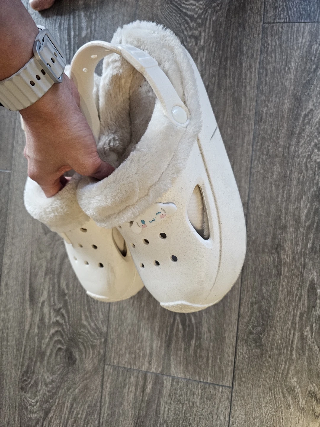 Cream Fuzzy Lined Clogs - Size 240mm