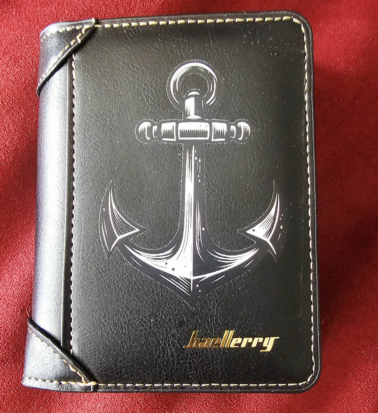 Mens Baellerry Black Anchor Bifold Wallet