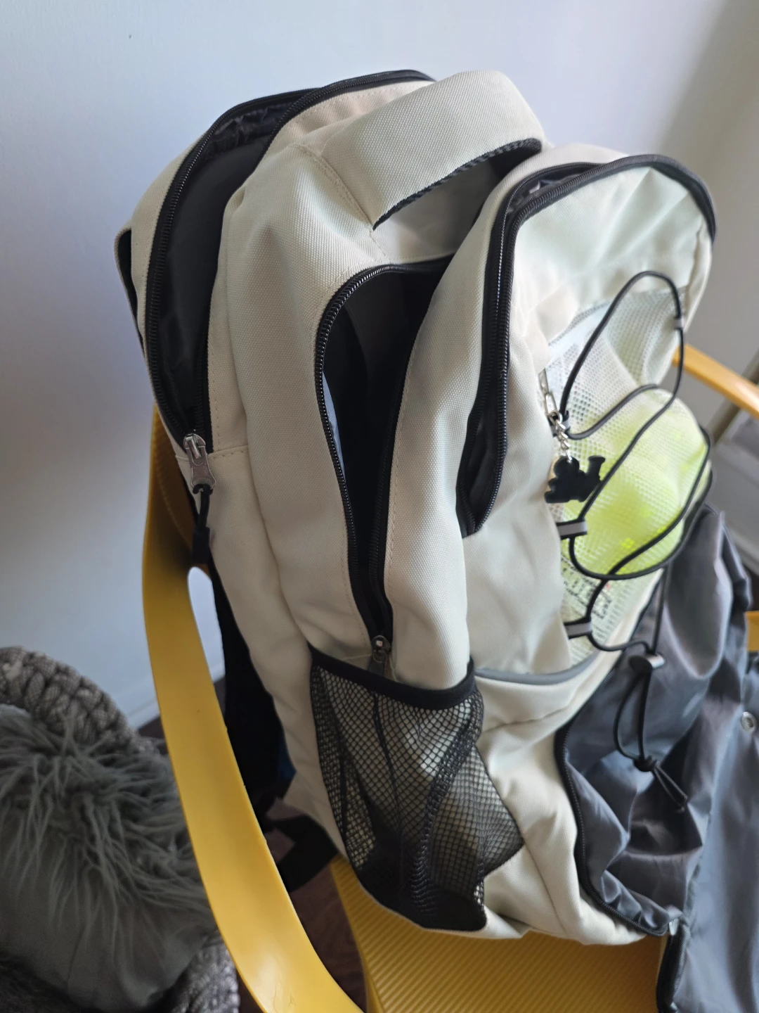 Cream and Black Backpack with Tennis Balls - photo 2