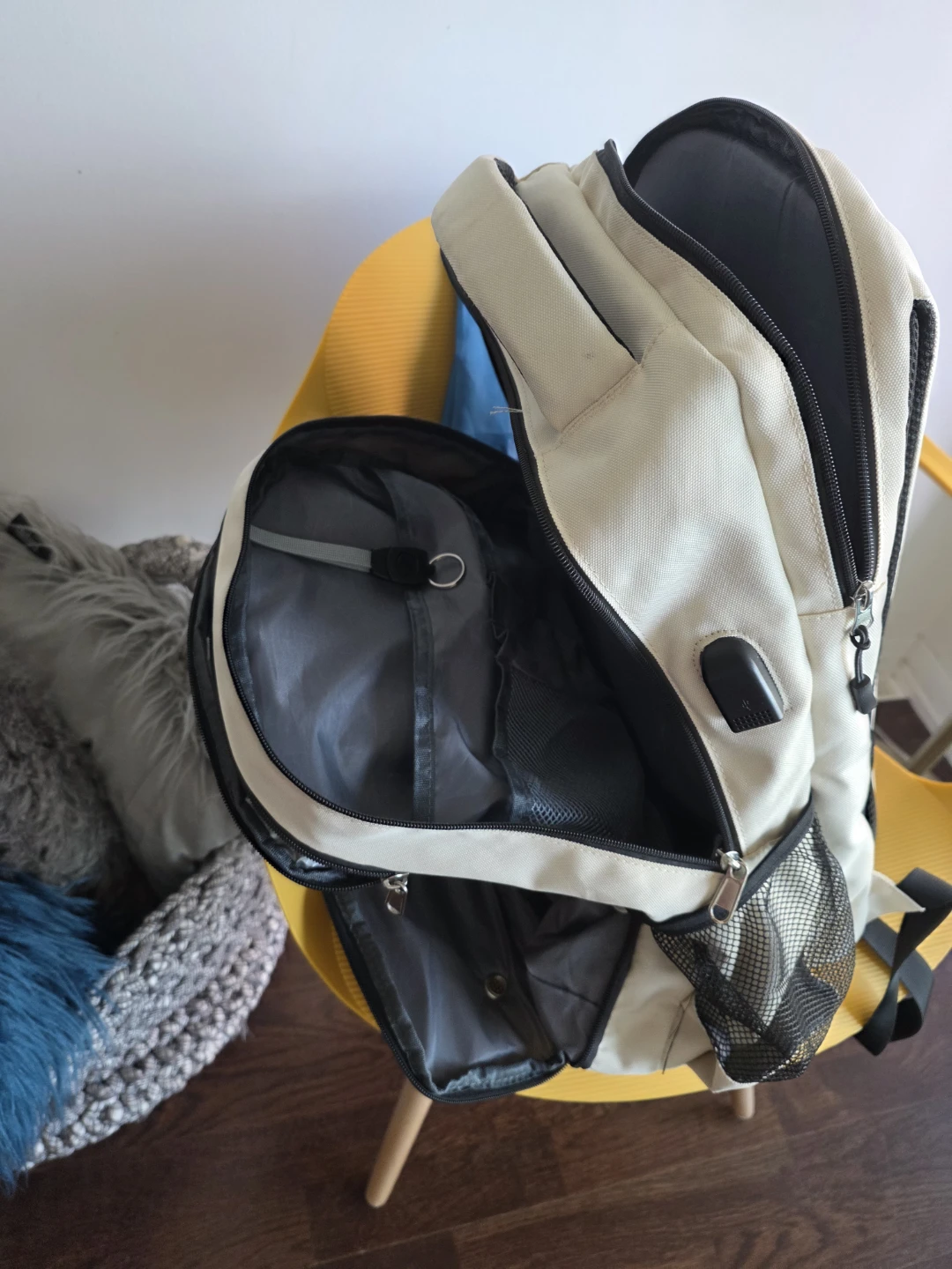Cream and Black Backpack with Tennis Balls - photo 3