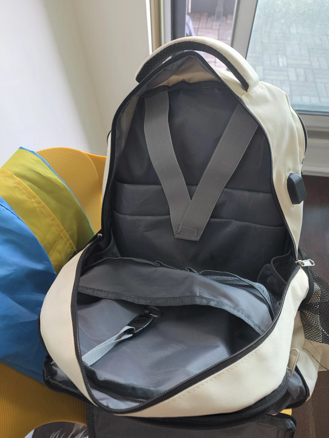 Cream and Black Backpack with Tennis Balls - photo 4