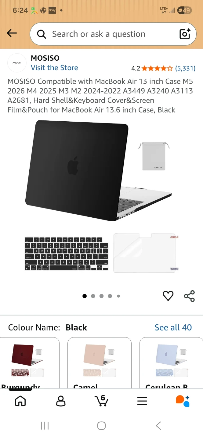 MOSISO Compatible with MacBook Air 13 inch Case, Black