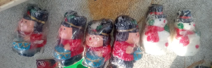 6 Vintage Christmas Candles Little Drummer Boy & Snowmen