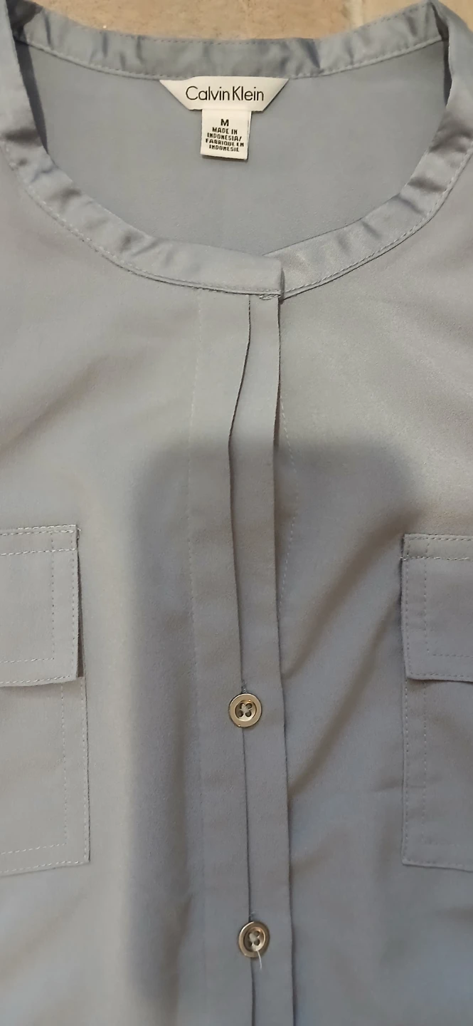Calvin Klein Women's Grey Button-Up Shirt - Size M - photo 3