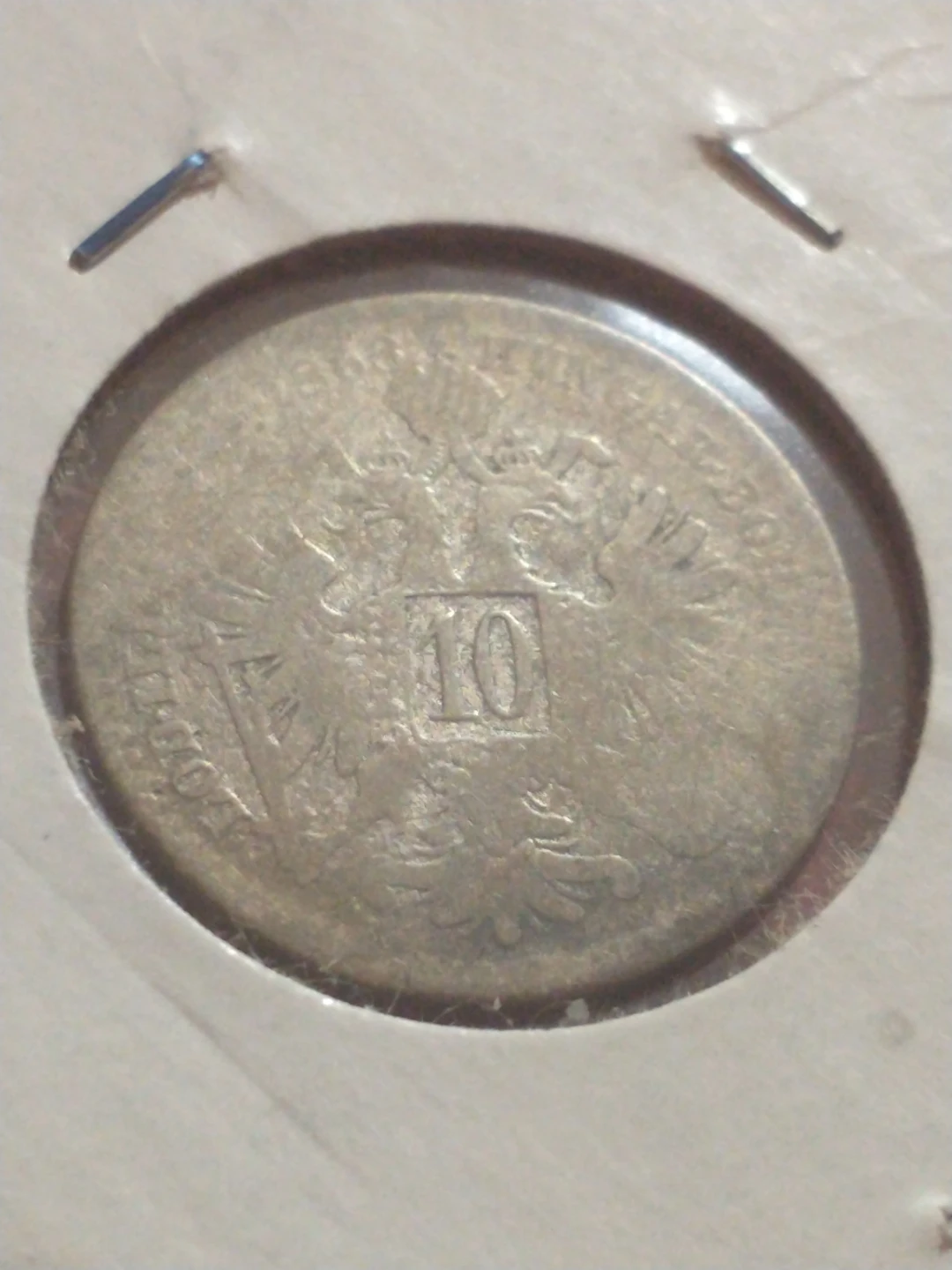 Beautiful 1868 Austria 10 kreuzer .400 silver coin KM #2206