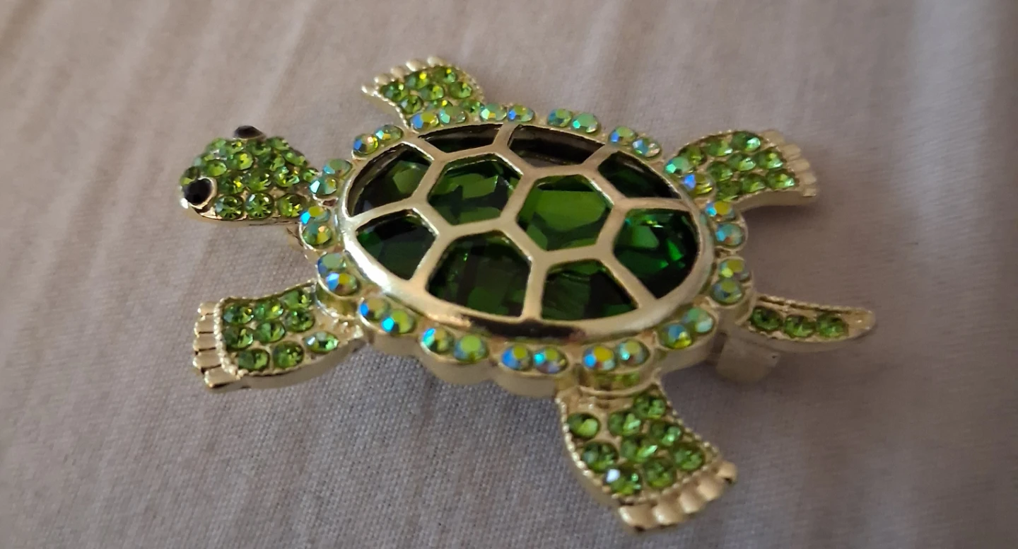 Turtle Brooch Green Gemstones - photo 3