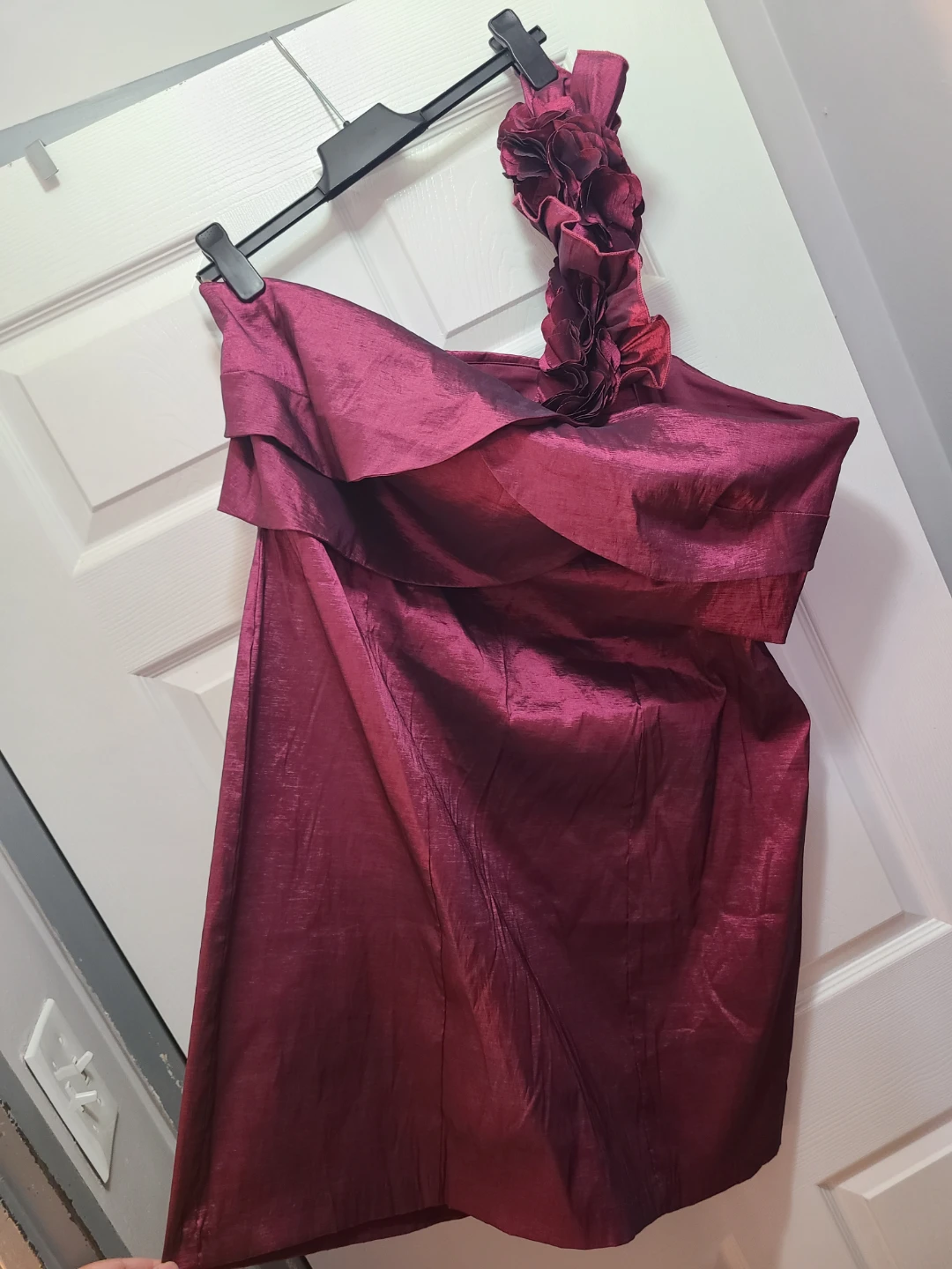 Snap Women's Burgundy Floral One-Shoulder Dress Size 22W