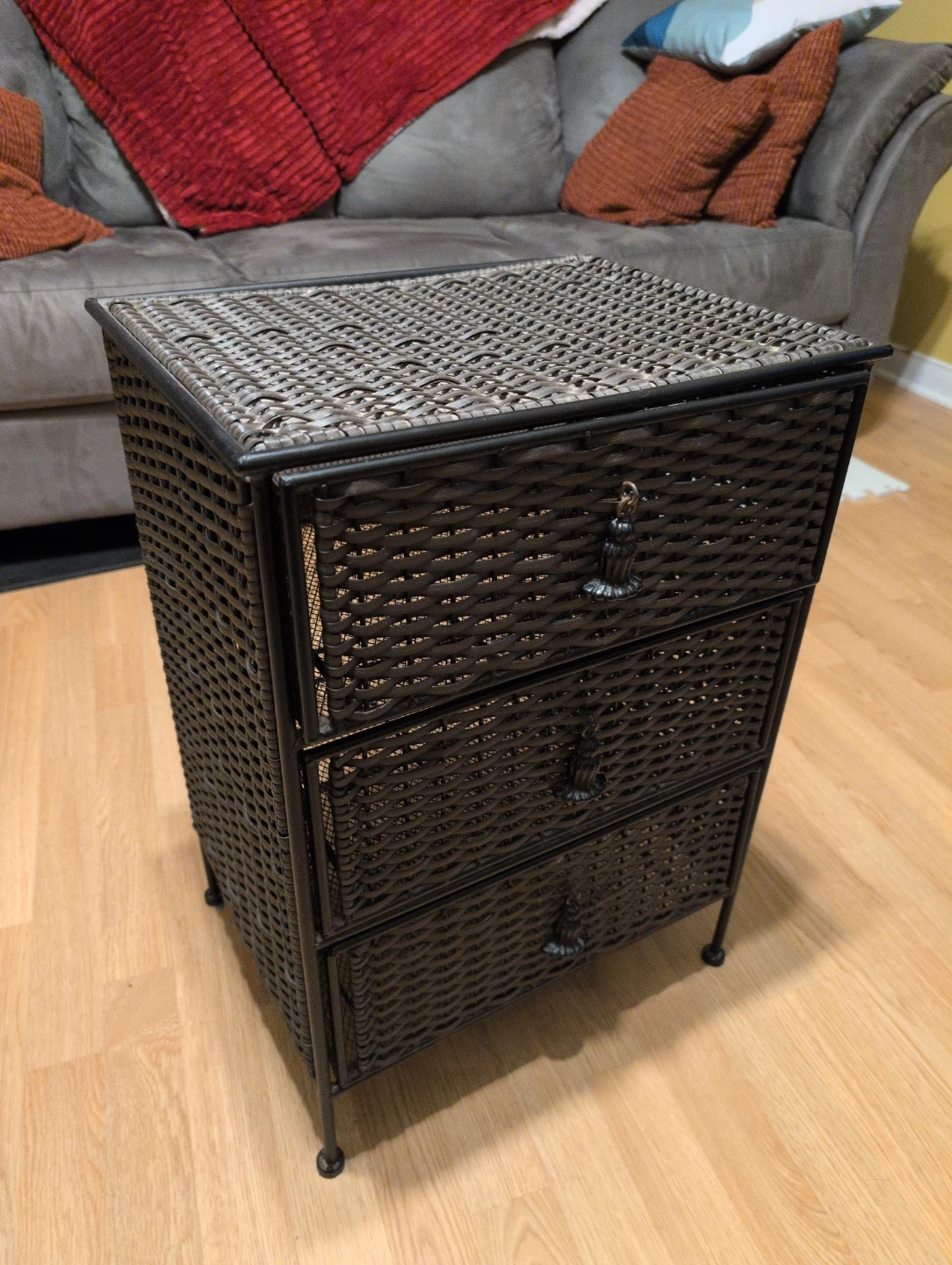 Dark Brown Wicker 3-Drawer Storage Unit